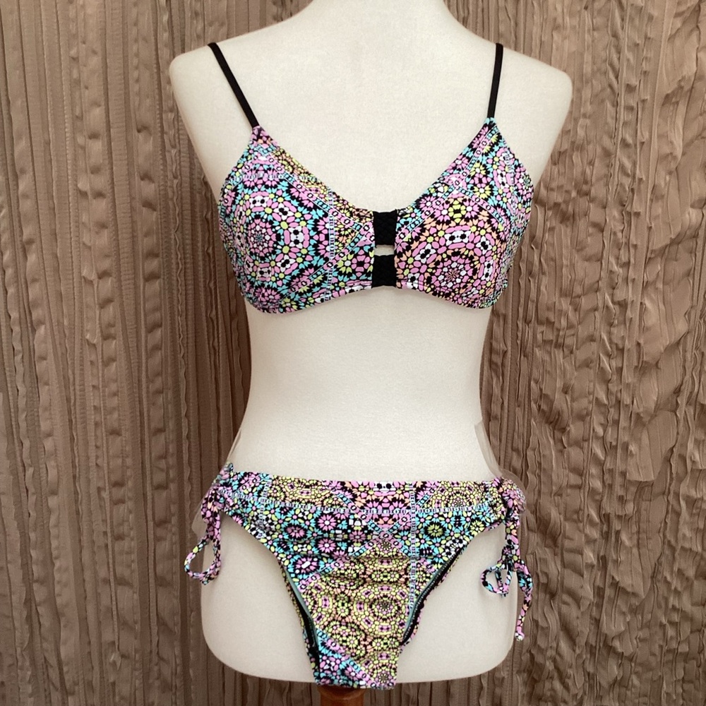 The Bikini Lab String Patterned Bikini, top ties in back, top is M, bottom is L